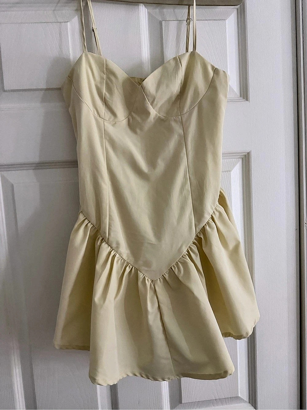 EGO Sleeveless Ruched Bust Corset Detail Tie Front Mini Dress In Yellow Mini